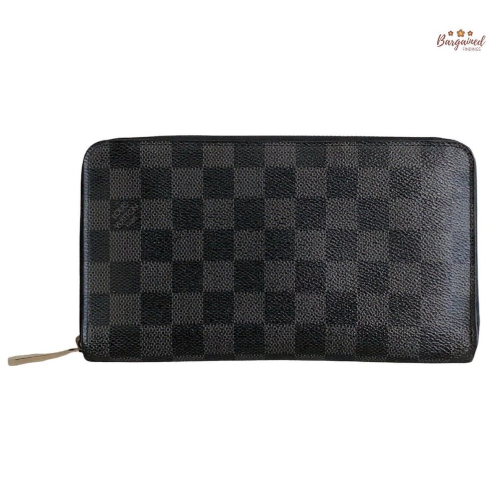 Authentic Louis Vuitton Damier Graphite Canvas Zippy Organizer Large Wallet